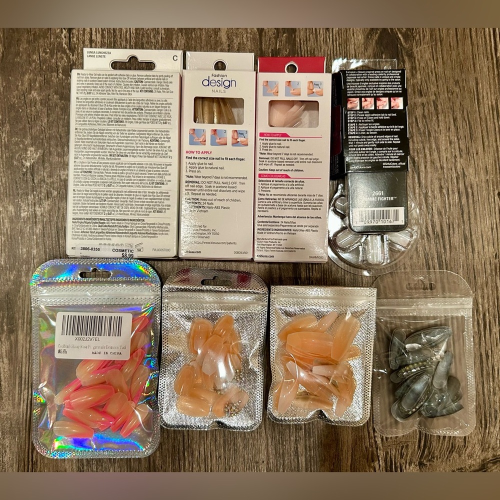 NEW KISS & CLAWS Press-On Nails (Long Voguish, Extra Long, Nude) - 8 Packs - Picture 3 of 8